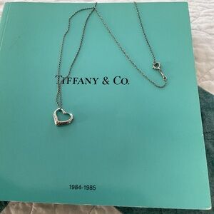 Vintage Tiffany & Co. Peretti Silver Open Heart Pendant Necklace